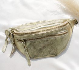 Sac banane en cuir doré
