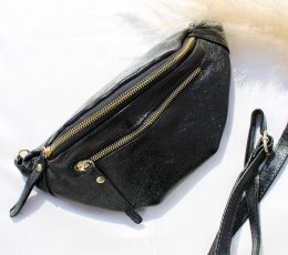 Sac banane en cuir noir